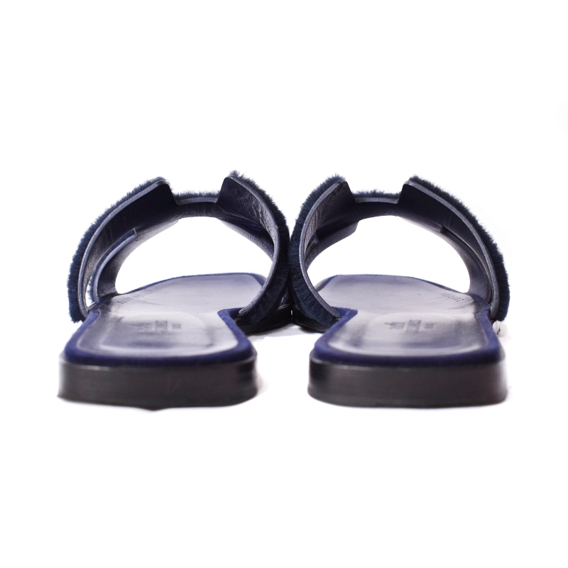 エルメス HERMES オラン サンダル ミュール フラット ファー レザー 38  