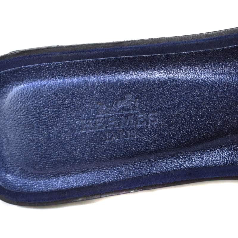 エルメス HERMES オラン サンダル ミュール フラット ファー レザー 38  