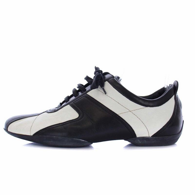 グッチ GUCCI ローカットスニーカー シューズ レザー 42 27cm 黒 白  