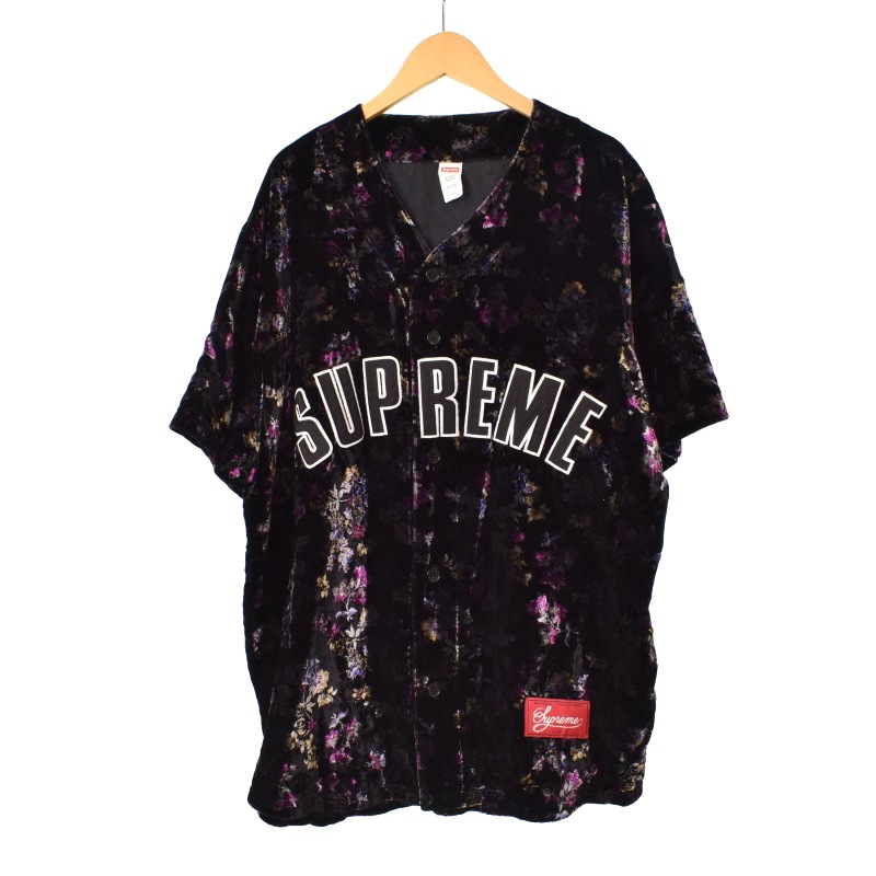 シュプリーム SUPREME 19AW Floral Velour Baseball Jersey フローラル  