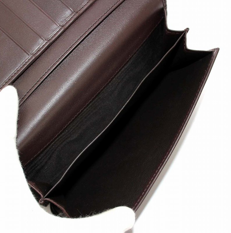 グッチ　長財布　茶 グッチ GUCCI シマレザー 長財布 二つ折り Gクリップ ホック 茶