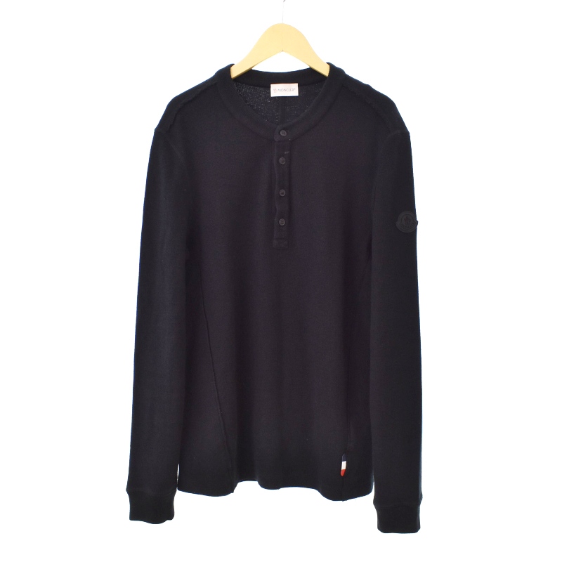 MONCLER / ヘンリーネック ロンT ブラックレーベル L メンズ モンクレール MONCLER 20SS MAGLIA SERAFINO HENLEY NECK JUMPER T