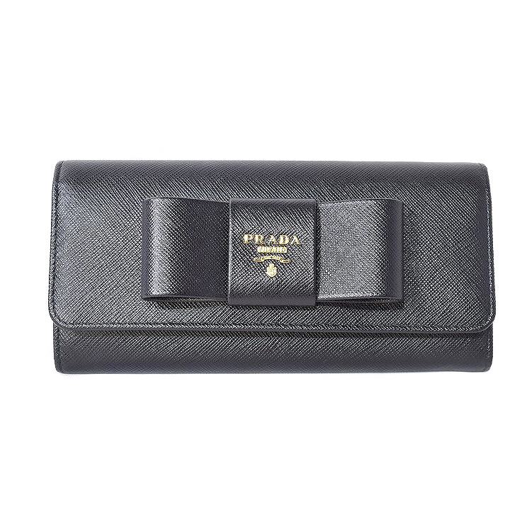 プラダ PRADA SAFFIANO FIOCCO NERO 長財布 サフィアーノ フィオッコ 