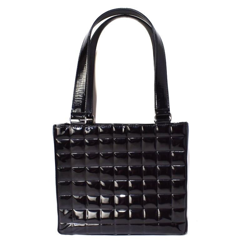 シャネル チョコバー ココマーク トート パテント ブラック