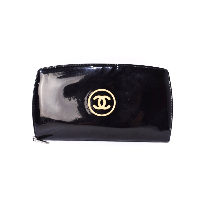 シャネル CHANEL メイクアップライン 長財布 ココマーク エナメル 