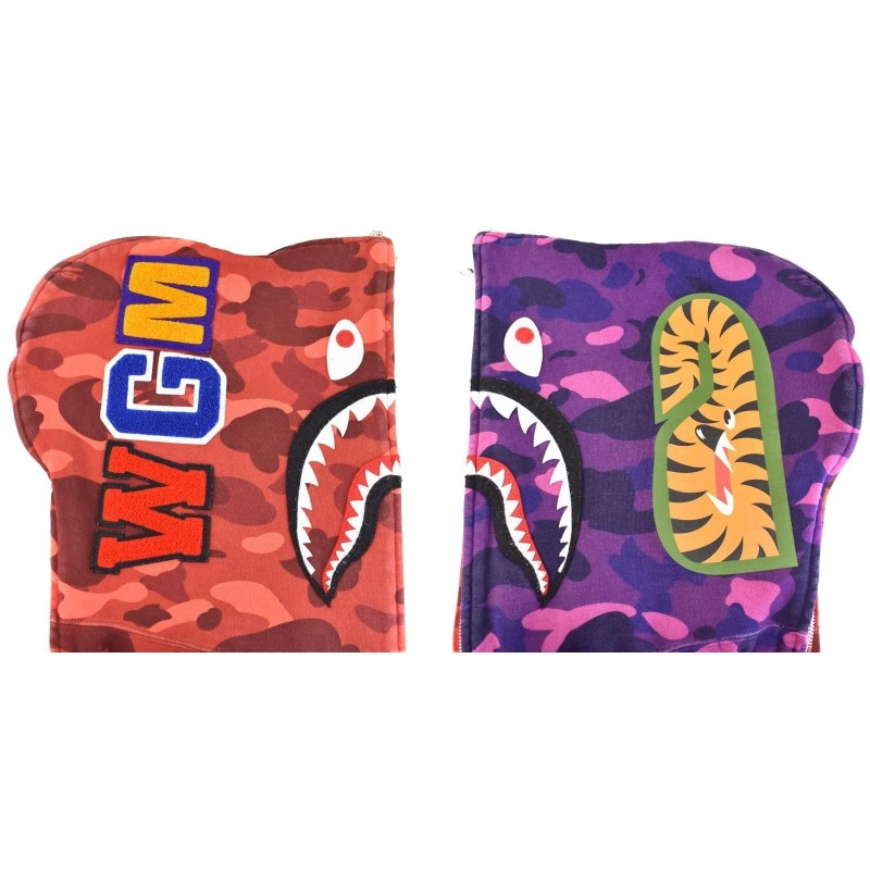 purple WGM shark hoodie シャークパーカー エイプBAPE 新品】A  