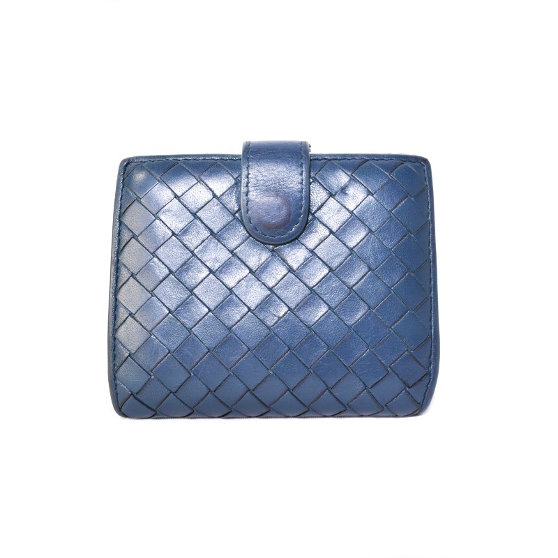 【新品】BOTTEGAVENETA イントレチャート 二つ折り財布 ブルー 青 ボッテガヴェネタ BOTTEGA VENETA イントレチャート 二つ折り