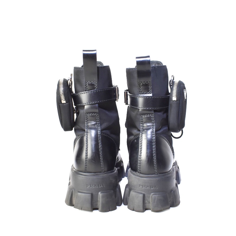 プラダ PRADA モノリス コンバットブーツ ショートブーツ ナイロン