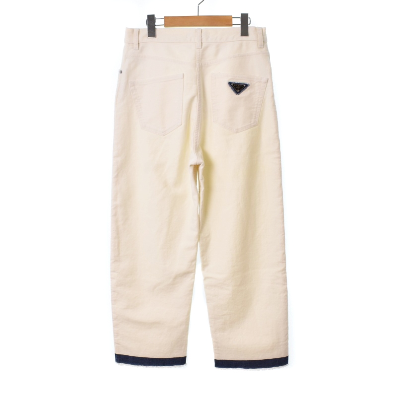 プラダ PRADA 22SS トライアングルロゴ 三角プレート デニムパンツ