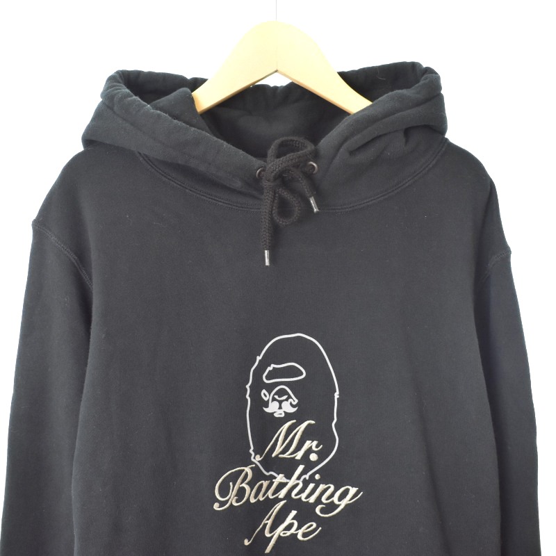 ミスターベイシングエイプ パーカー ビッグプリント 刺繍ロゴ ブラック 髭 大猿 ミスターベイシングエイプ パーカー ビッグプリント 刺繍ロゴ ブラック