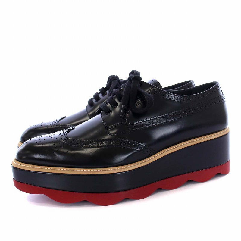 プラダ PRADA 16AW プラットフォーム レースアップシューズ ウイング 