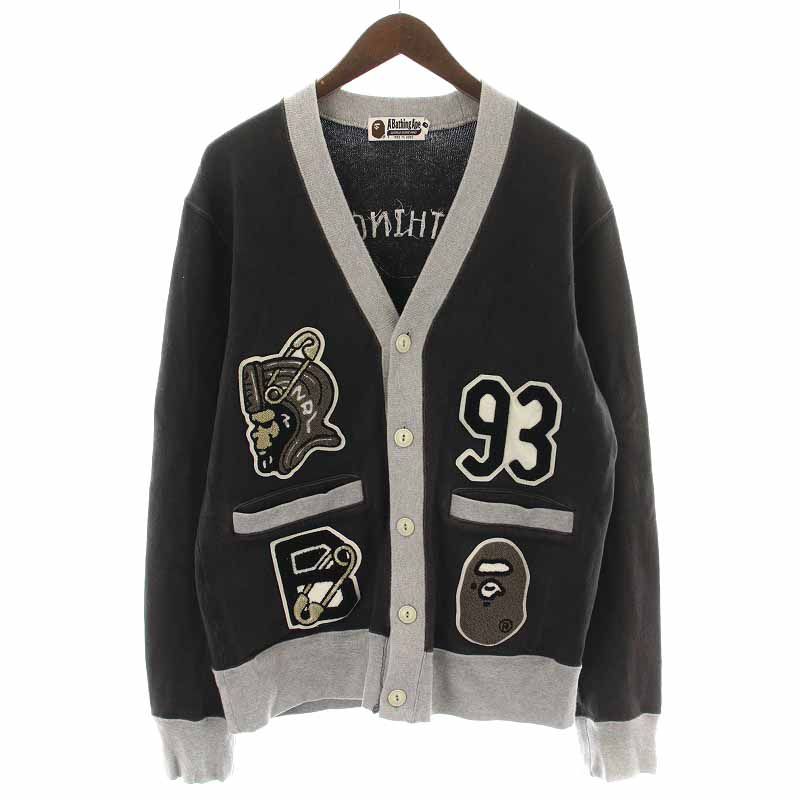 アベイシングエイプ A BATHING APE カーディガン ロゴワッペン 長袖 L  