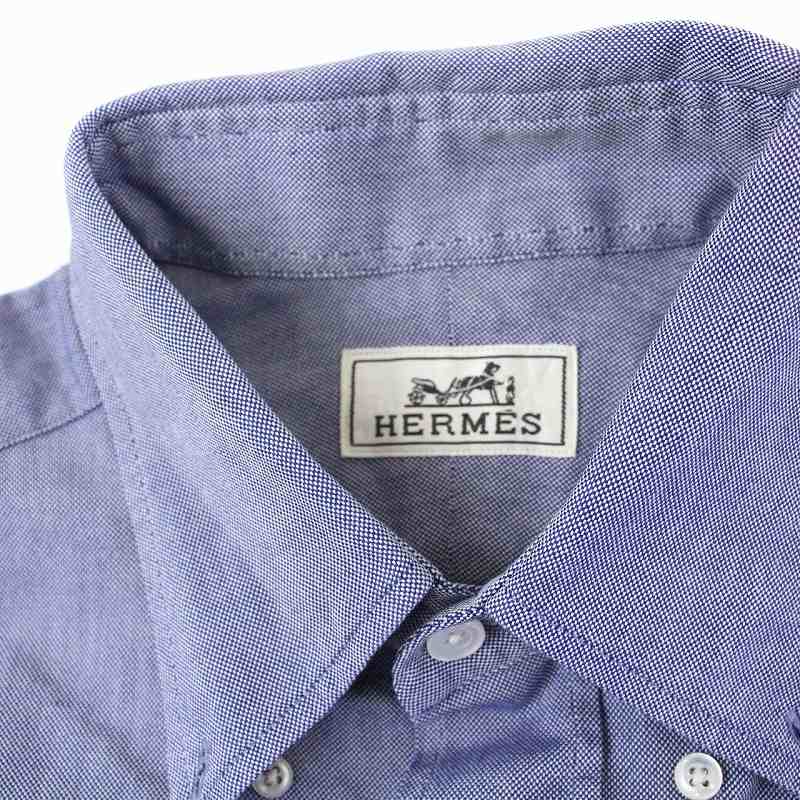 エルメス HERMES ボタンダウン 長袖シャツ セリエボタン 39 15.5