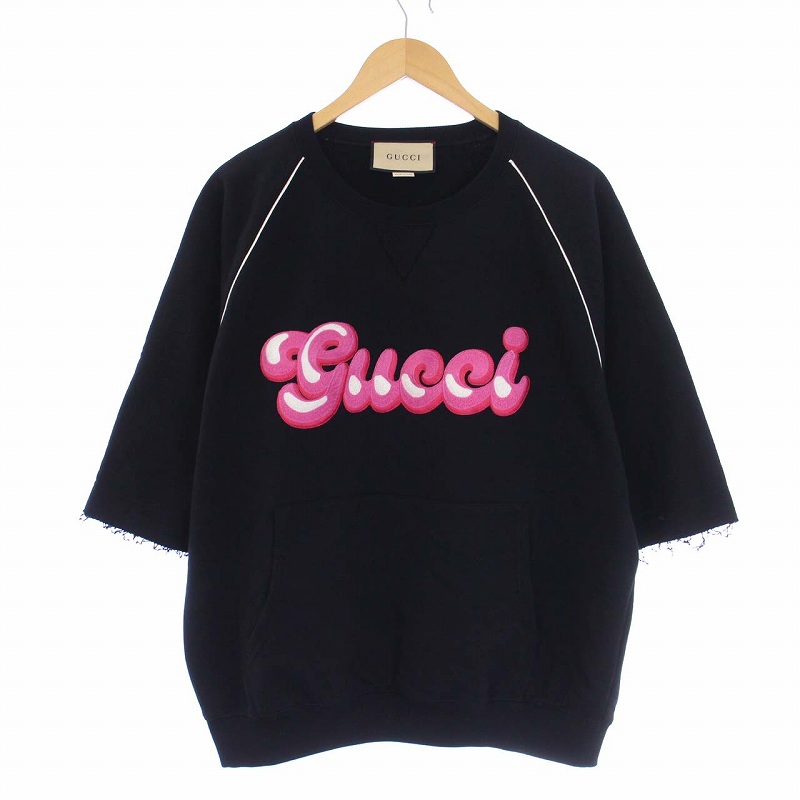 グッチ GUCCI パッチコットン ロゴスウェットシャツ トレーナー 七分袖 