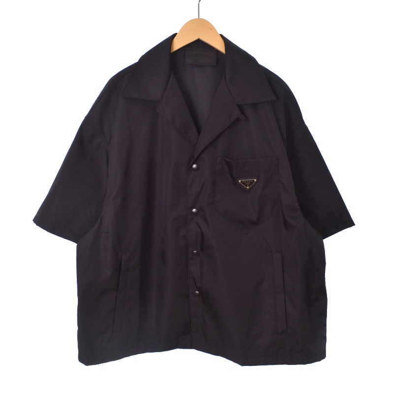 プラダ PRADA 22年製 三角ロゴ プレート 半袖 シャツ ジャケット 