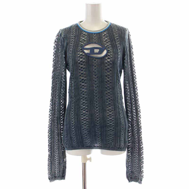 ディーゼル DIESEL M-IKYLA カットソー シアー シースルー ロゴ 長袖 M 
