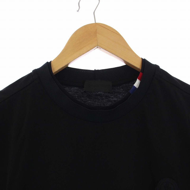 モンクレール JPタグ MAGLIA ラバー ロゴ ワッペン Tシャツ ブラック モンクレール JPタグ MAGLIA ラバー ロゴ ワッペン Tシャツ ブラック