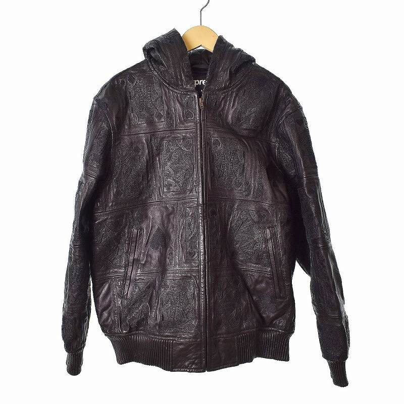 シュプリーム SUPREME 16AW Court Cards Hooded Leather Jacket コート 