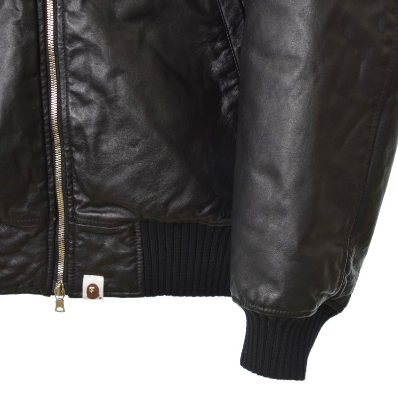 アベイシングエイプ A BATHING APE レザー MA-1 ダウンジャケット