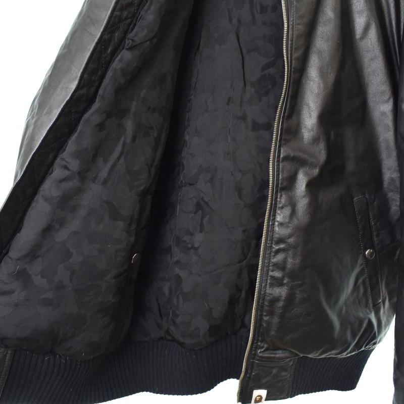 アベイシングエイプ A BATHING APE レザー MA-1 ダウンジャケット