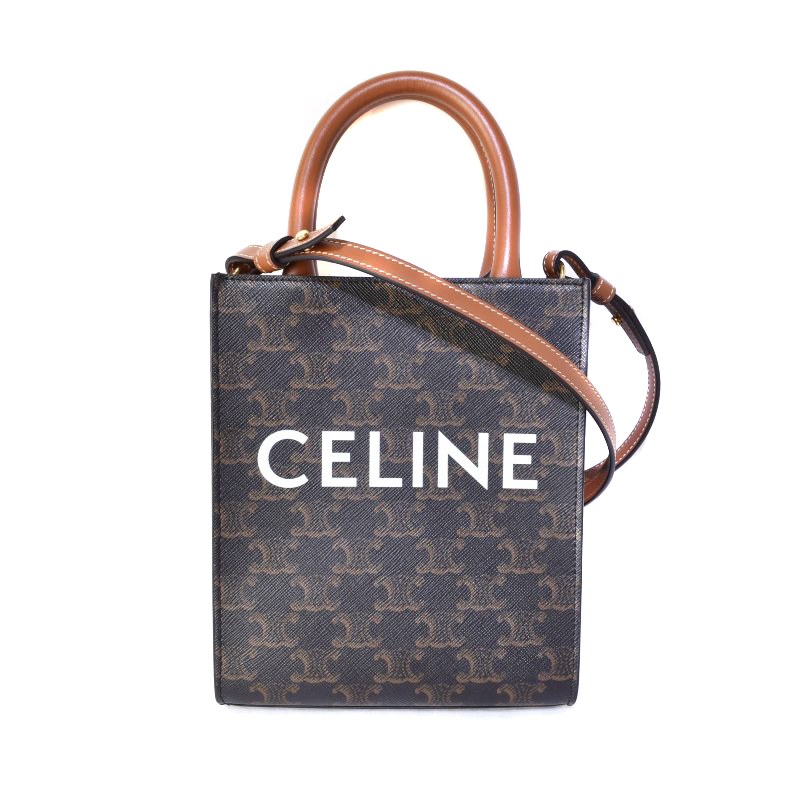 セリーヌ CELINE ミニ バーティカルカバ トリオンフ ロゴプリント 2WAY 