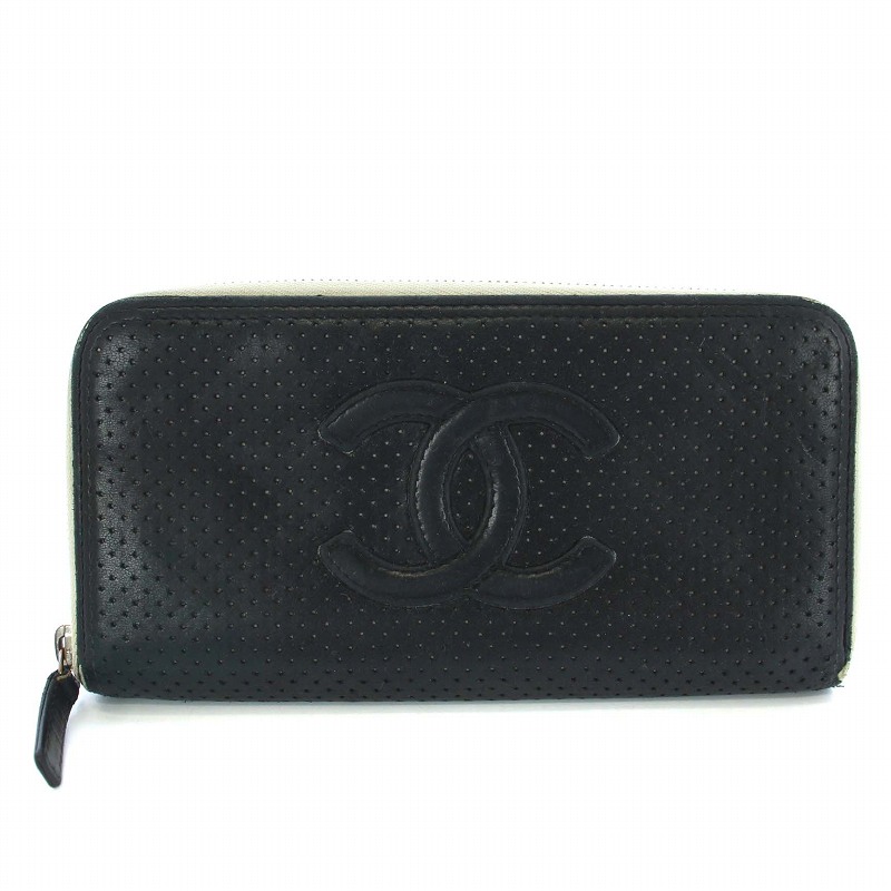シャネル CHANEL 長財布 ココマーク パンチング ラウンドファスナー 