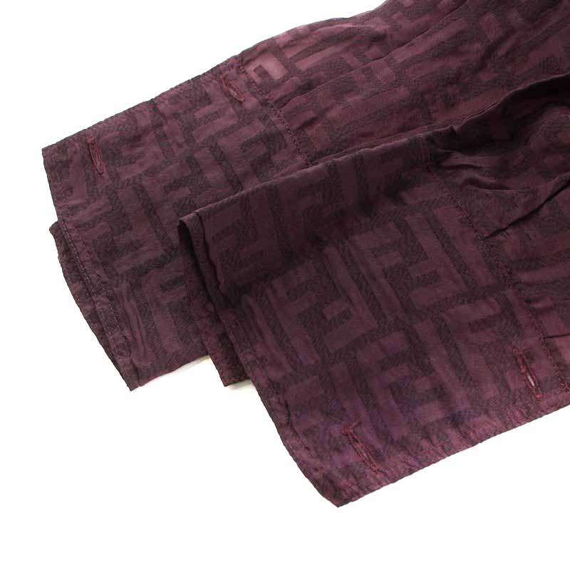 FENDI シアー シースルー ヴィンテージ ズッカ柄 長袖シャツ ボルドーXL フェンディ FENDI カジュアルシャツ シアー シースルー