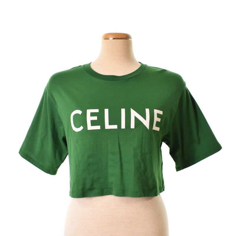 セリーヌ CELINE クロップド Tシャツ 半袖 コットンジャージー ロゴ XS