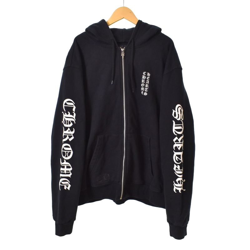 クロムハーツ CHROME HEARTS Letters Sleeve Fleece Zip Hoodie  