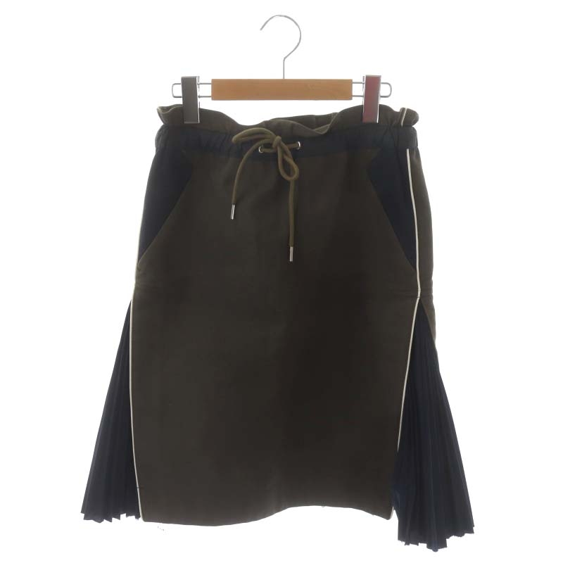 サカイ sacai サイドプリーツスカート ひざ丈 1 カーキ 紺 ネイビー  