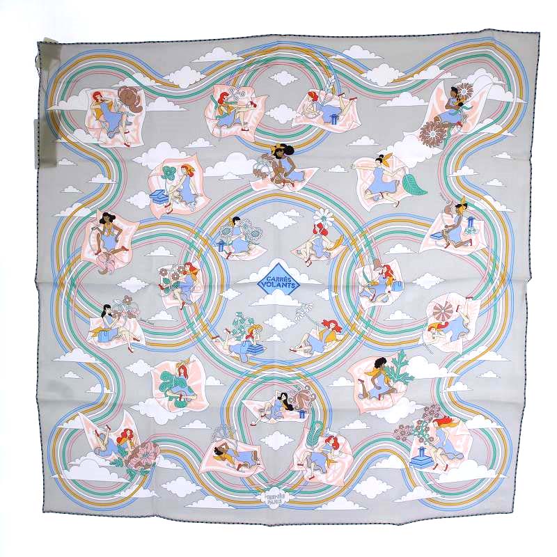 未使用品 エルメス HERMES スカーフ カレ70 CARRES VOLANTS 空