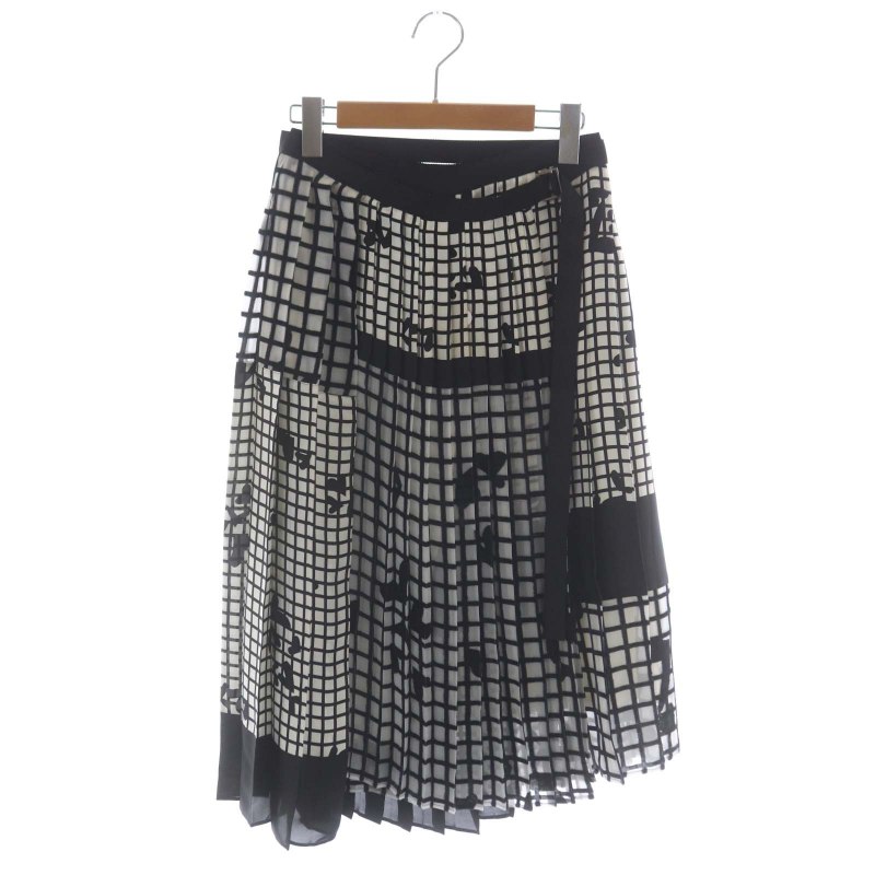 サカイ sacai 18SS ジオメトリック柄ラッププリーツスカート ミモレ丈 