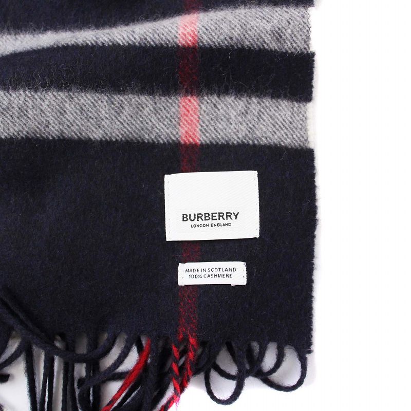 BURBERRY　バーバリー　マフラー　カシミア100％　濃紺　ネイビー系　美品 BURBERRY バーバリー マフラー カシミア100％ 濃紺 ネイビー系