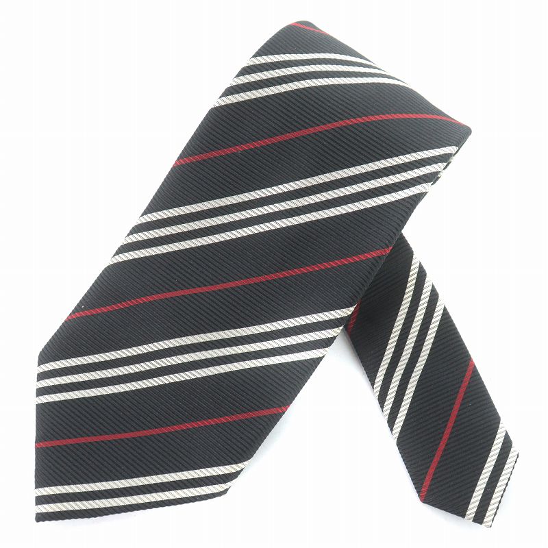 バーバリー ブラックレーベル ネクタイ レジメンタルストライプ柄 シルク