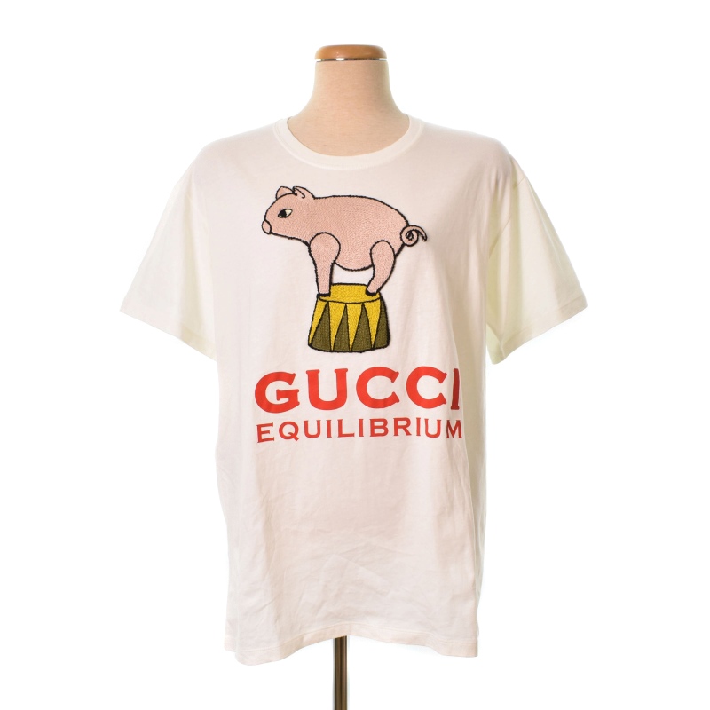 グッチ GUCCI 21SS EQUILIBRIUM ピッグ プリント Tシャツ 半袖 刺繍 M  