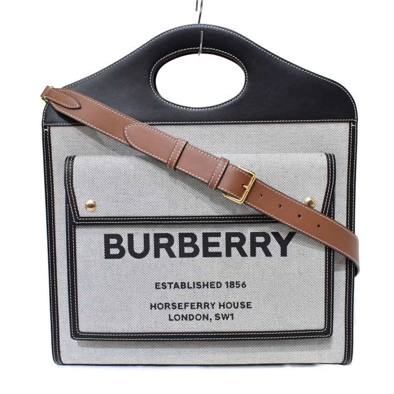 バーバリー BURBERRY ミディアム ツートン ポケットバッグ キャンバス 