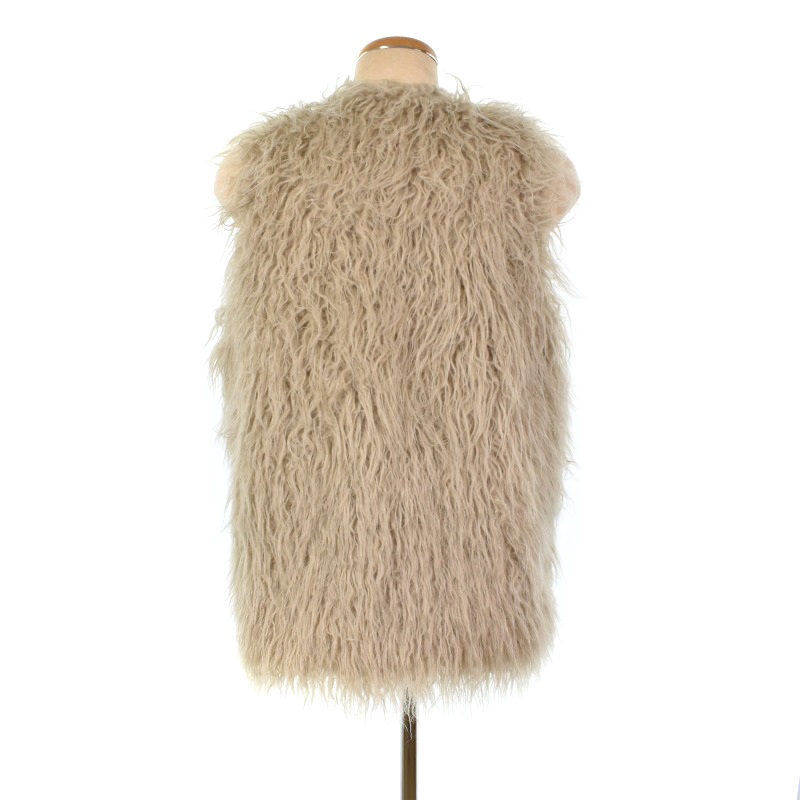 ROKU ファーコート 36 6 roku】フェイクファーコート 36 ベージュ 6