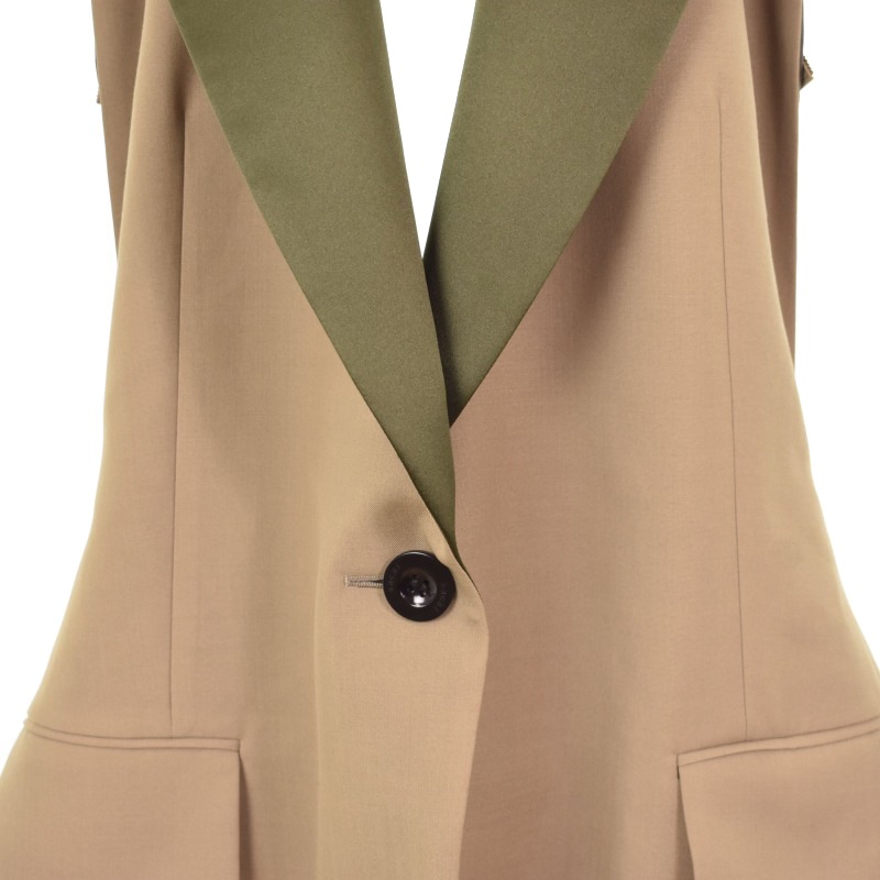 サカイ sacai 22SS ジレドッキング オールインワン 1 ベージュ カーキ 