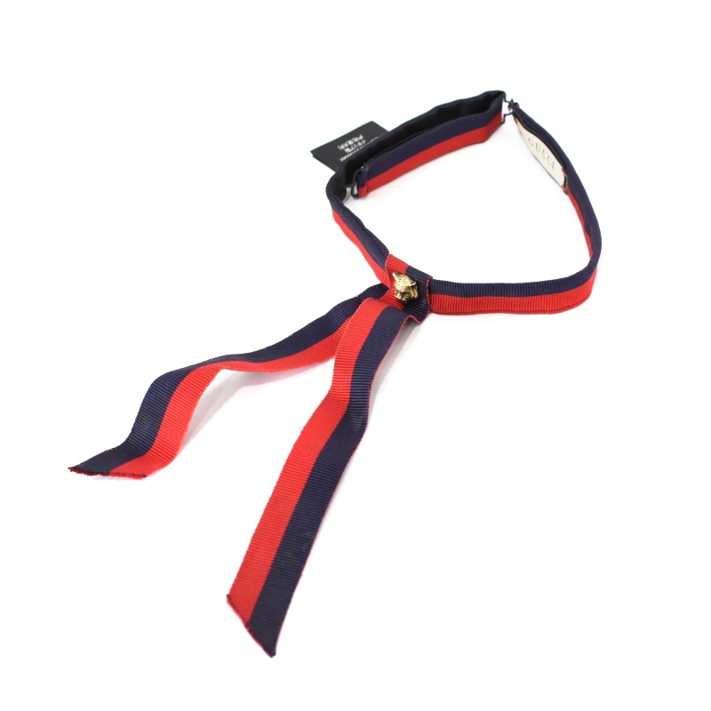 グッチ GUCCI キャットヘッド ネックボウ ボウタイ ネクタイ 紺  