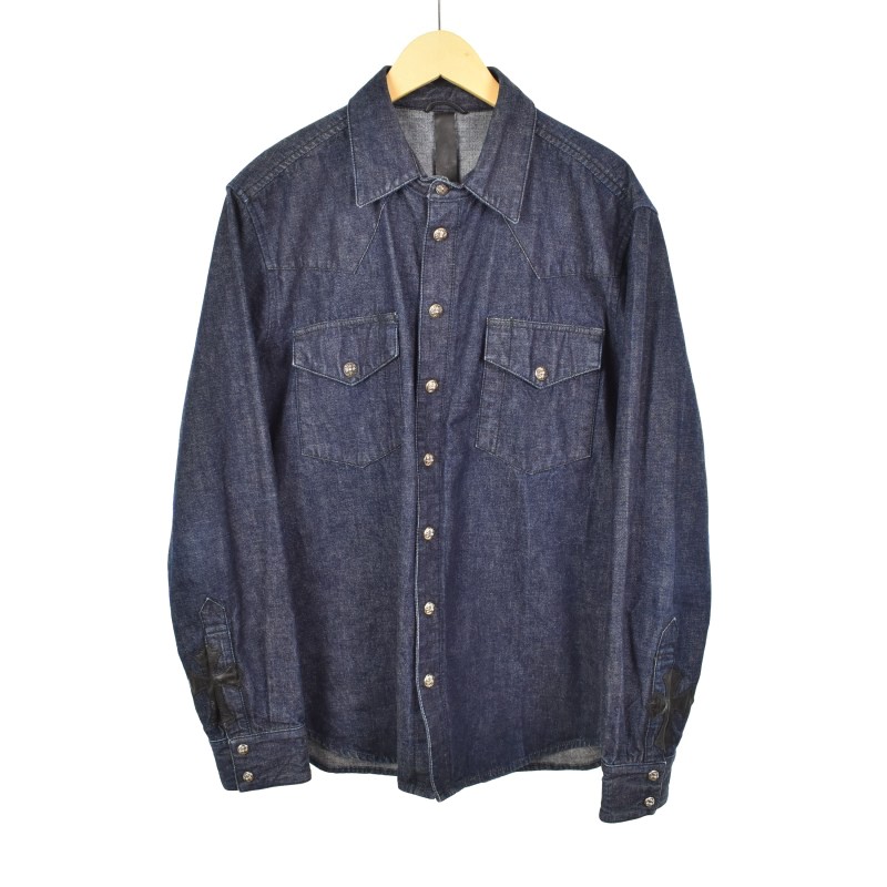 クロムハーツ CHROME HEARTS レザーパッチ クロスボタン ダンガリー  