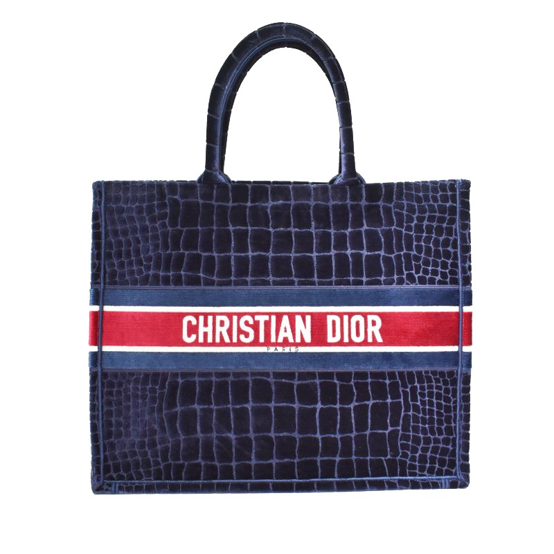 クリスチャンディオール Christian Dior Book Tote Embroidery Velvet