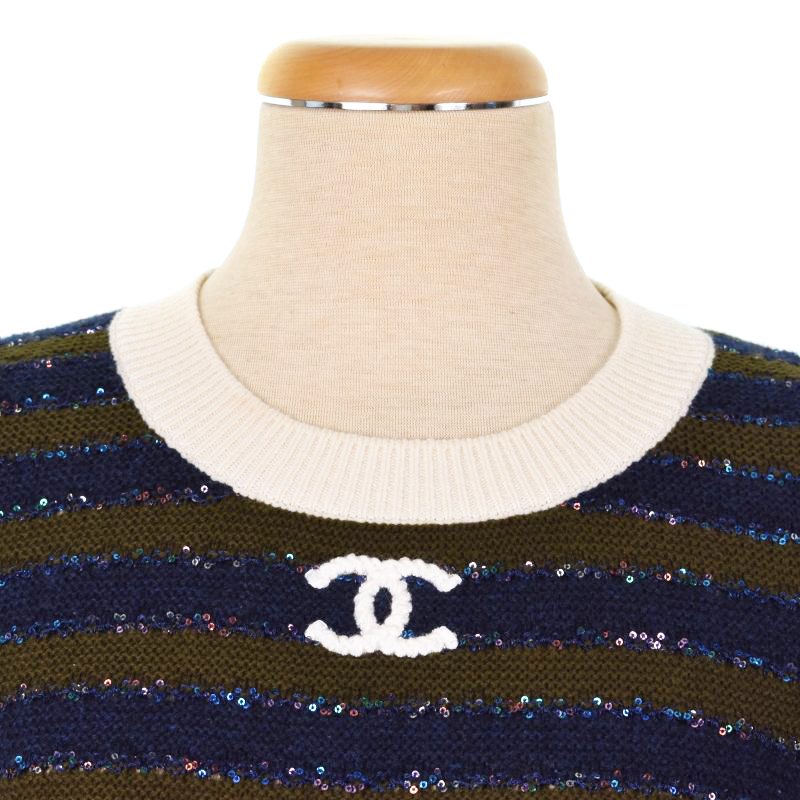 シャネル お値下げ2000年クルーズ スパンコール COCOマーク付きニット