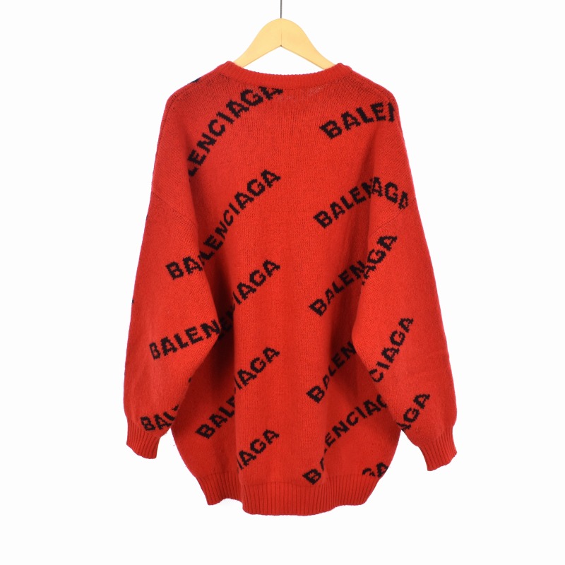 BALENCIAGA ロゴ入り長袖ニットセーター レッド