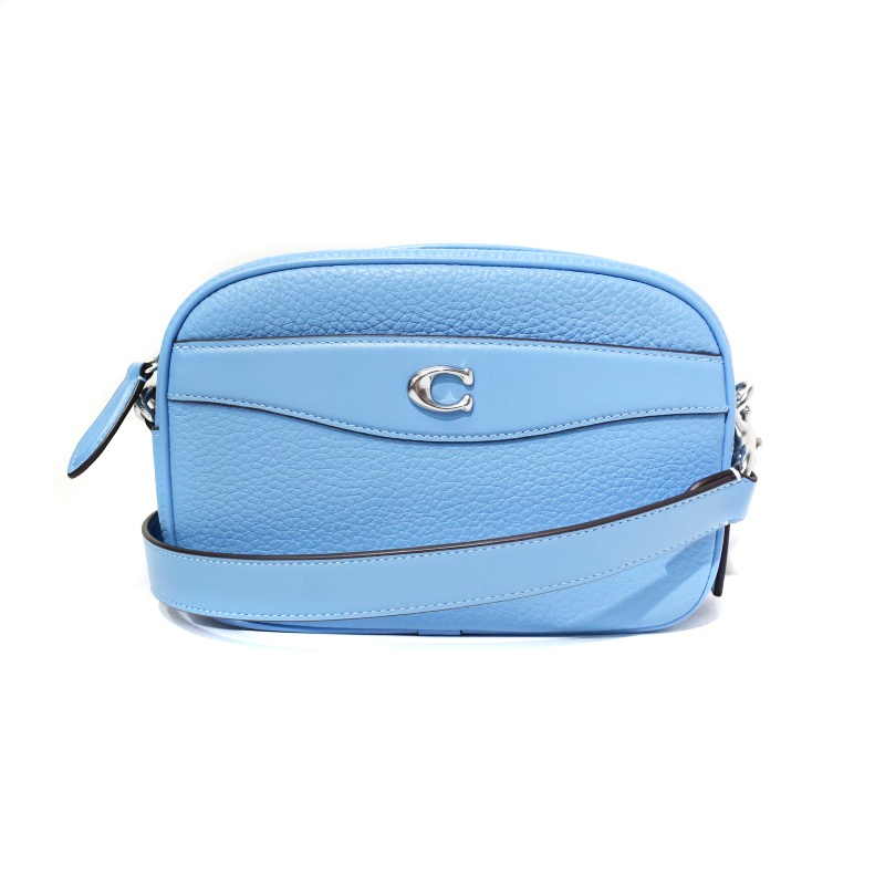 コーチ COACH ショルダーバッグ カメラバッグ レザー 水色 ライト  