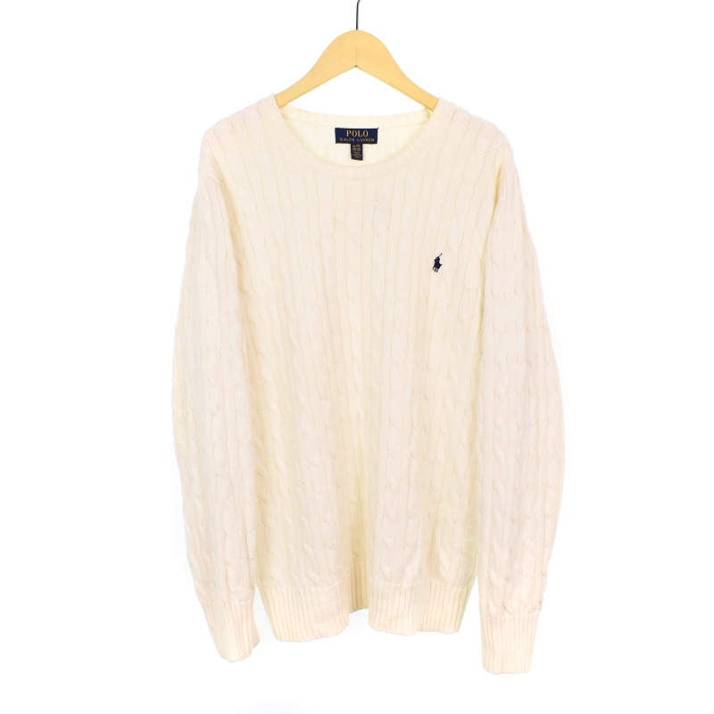 ポロラルフローレン セーター ニット 長袖 コットン ケーブル編み 白 S POLO RALPH LAUREN - 【美品】ポロラルフローレン コットン