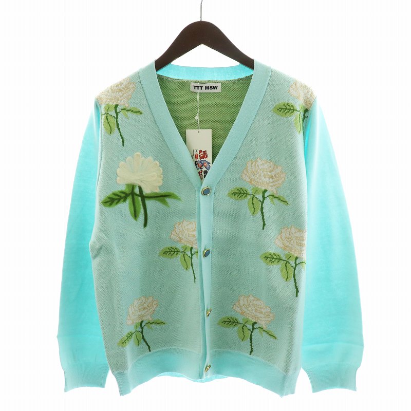 TTT MSW 薔薇柄 カーディガン ティー モダン ストリートウェア　XL 未使用品 TTT MSW ティーモダンストリートウェア Rose Jacquard Knit