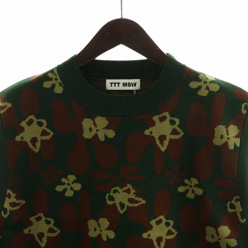 TTT MSW グリーン 花柄 ニットベスト