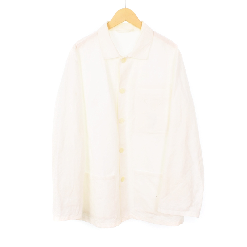 【PRADA】シングルブレスト コットン サマージャケット 44 PRADA】シングルブレスト コットン サマージャケット 44