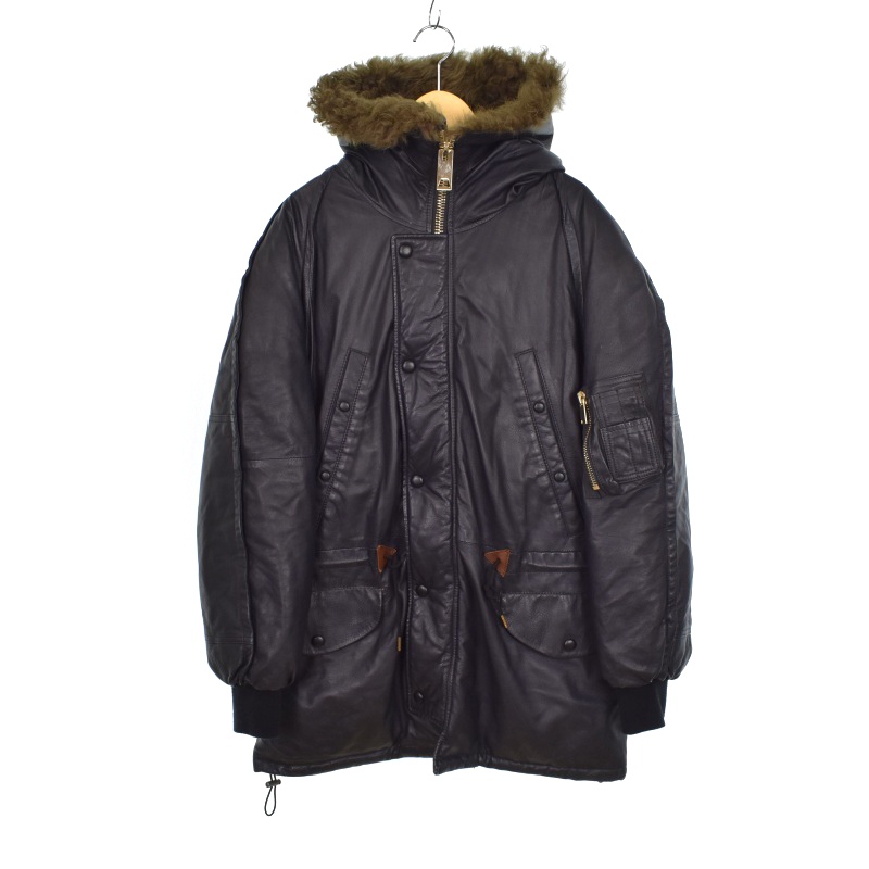 ポールスミス PAUL SMITH ラムレザー ダウンジャケット M 黒 ブラック 