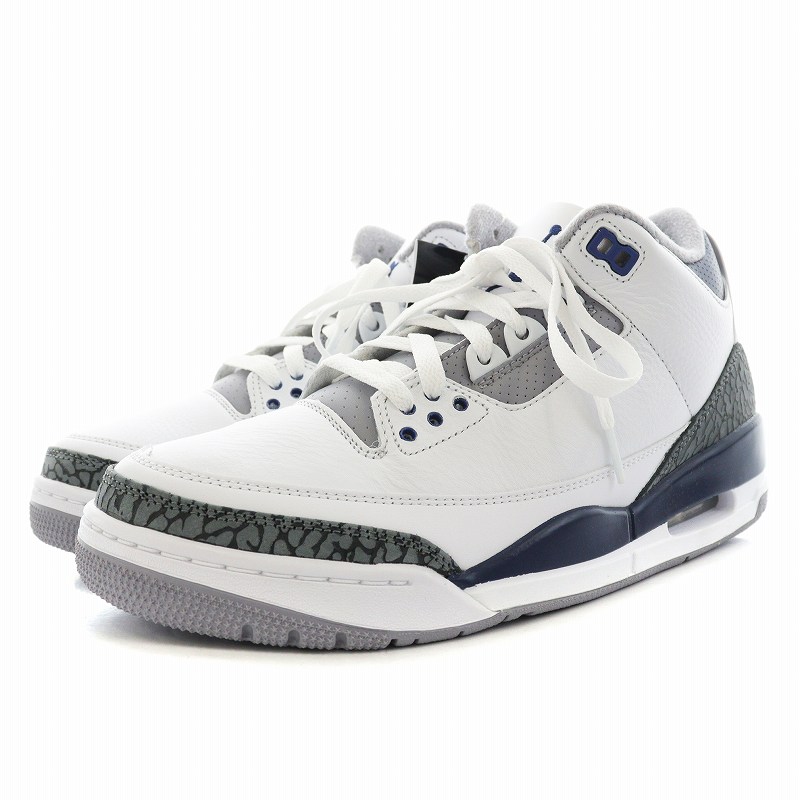 未使用品 ナイキ NIKE AIR JORDAN 3 RETRO white midnight navy エア 